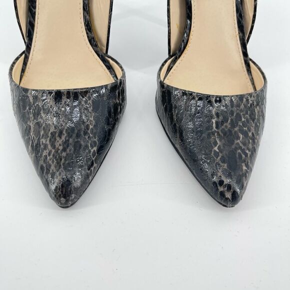 Mia Margo Black Embossed Snakeskin D’Orsay Pointed Toe Pump Heels Size 8.5 - Picture 5 of 14